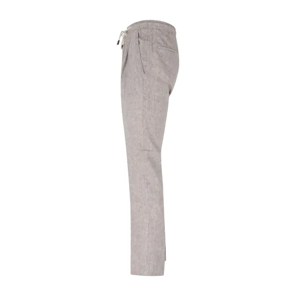 Luca Bertelli - Pantalone beige con elastico in vita e laccetti in lino con 2
