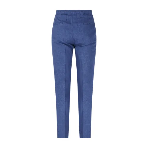 Luca Bertelli - Pantalone azzurro con elastico in vita e laccetti in lino con