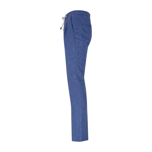 Luca Bertelli - Pantalone azzurro con elastico in vita e laccetti in lino con