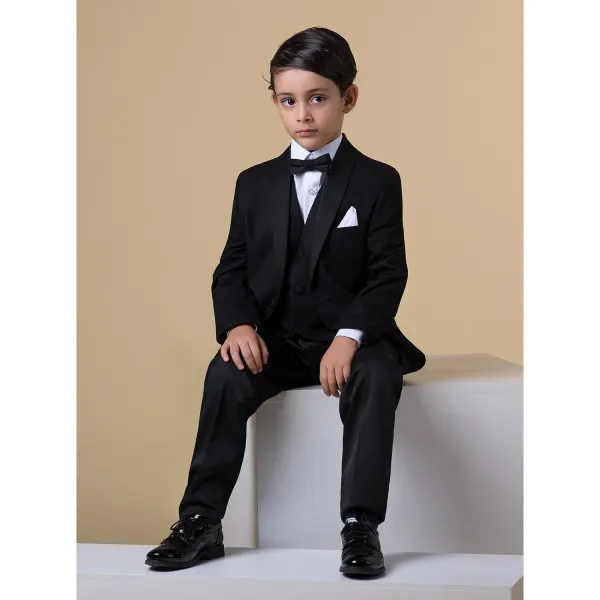 Etienne chic - Abito smoking sciallato nero per bambino per uomo | 