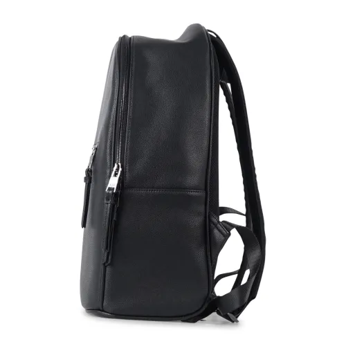 Armani Exchange - Zaino nero in pelle con stampa logo centrale per uomo |