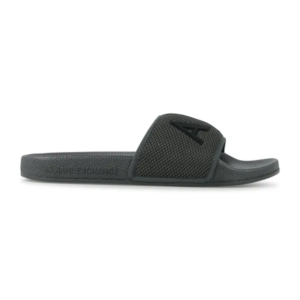 Armani Exchange - Sandali nero in gomma con fascia logata in tessuto per uomo |