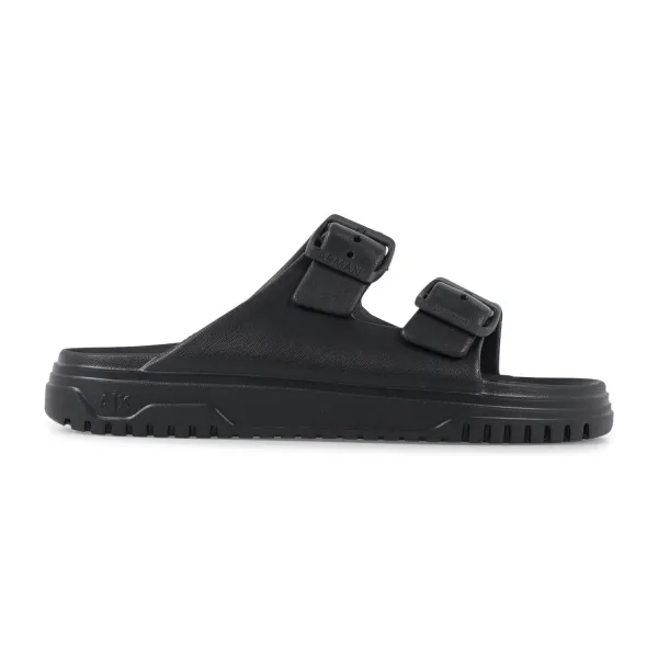 Armani Exchange - Sandali neri in gomma con doppia fibbia per uomo | xup015
