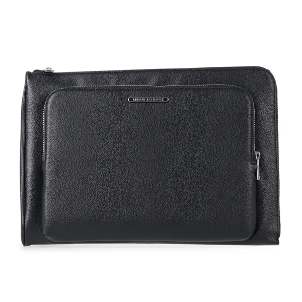 Armani Exchange - Pochette nera con tasca frontale chiusura zip per uomo |