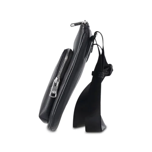Armani Exchange - Borsa a tracolla nera con patch logo sul fronte per uomo |
