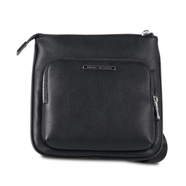 Armani Exchange - Borsa a tracolla nera con patch logo sul fronte per uomo |