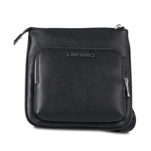 Armani Exchange - Borsa a tracolla nera con patch logo sul fronte per uomo |