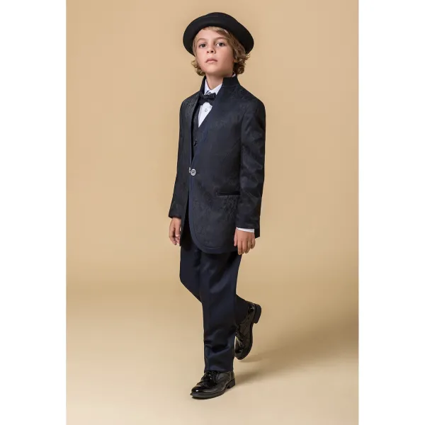 Etienne chic - Abito coreano damascato blu per bambino per uomo | 