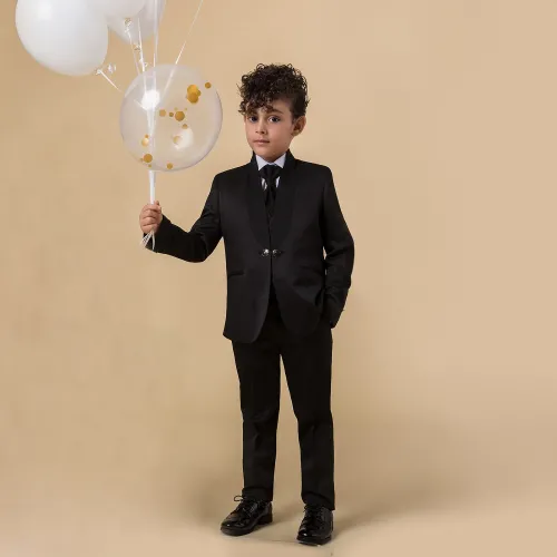 Etienne chic - Abito coreano sciallato nero per bambino per uomo | 