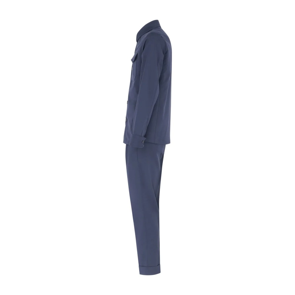 Alessandro Gilles - Abito blu overshirt in lana sfoderato con pantalone con