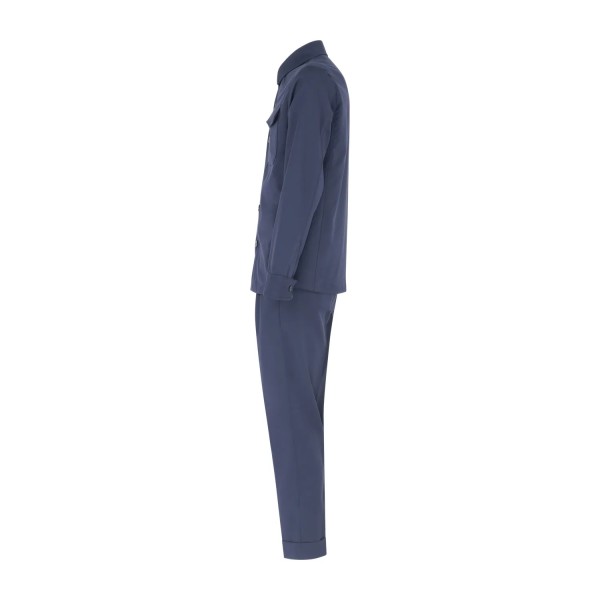 Alessandro Gilles - Abito blu overshirt in lana sfoderato con pantalone con
