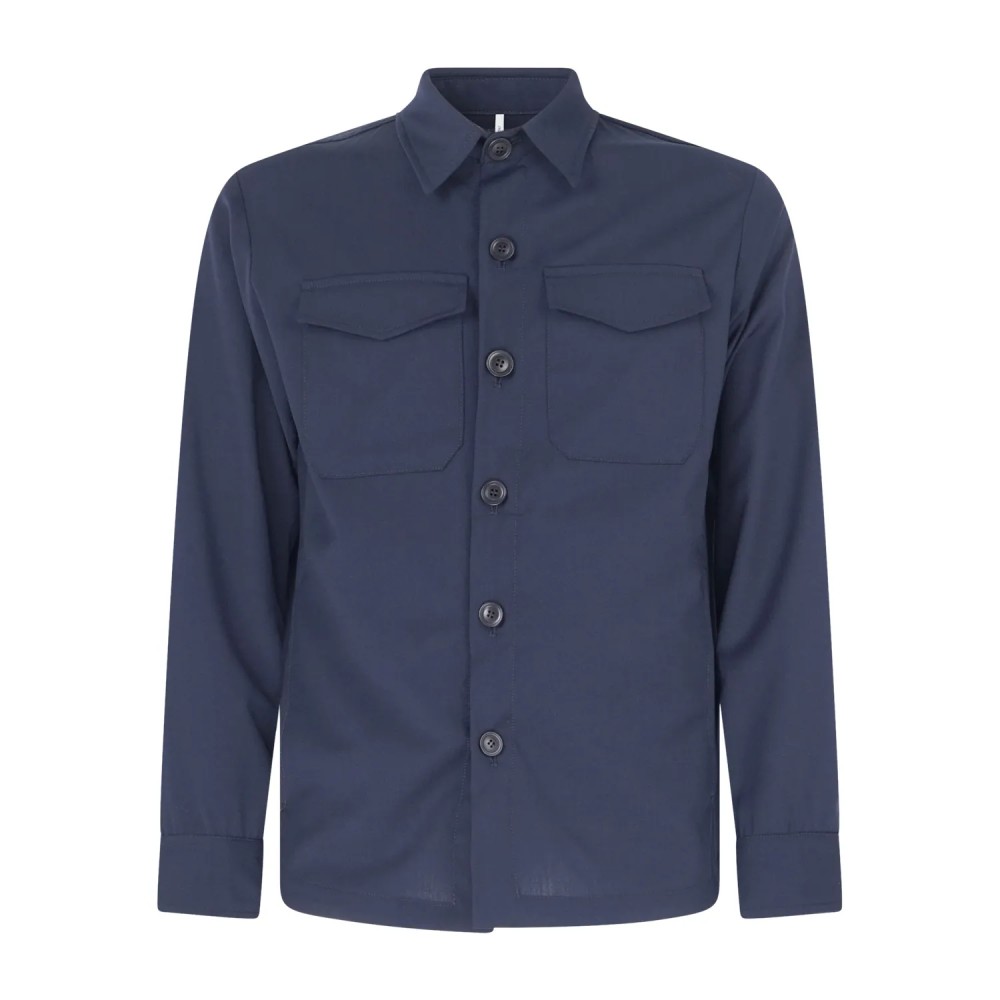 Alessandro Gilles - Abito blu overshirt in lana sfoderato con pantalone con