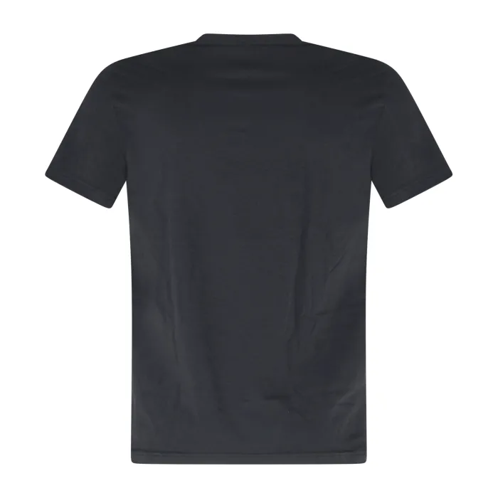 Emporio Armani - T-shirt nero manica corta con bande logate sulle spalle per