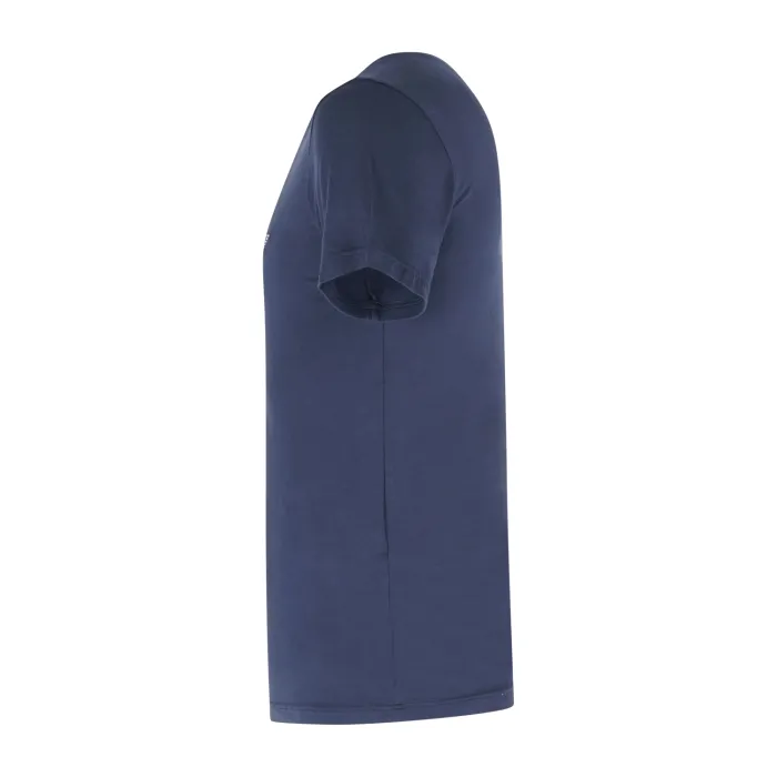 Emporio Armani - T-shirt blu manica corta con ricamo logo sul petto per uomo |
