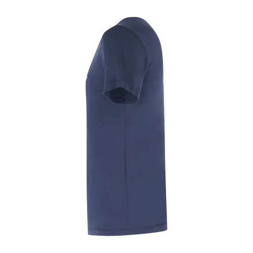 Emporio Armani - T-shirt blu manica corta con ricamo logo sul petto per uomo |
