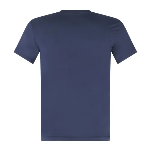Emporio Armani - T-shirt blu manica corta con ricamo logo sul petto per uomo |