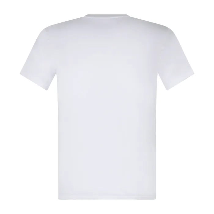 Emporio Armani - T-shirt bianca manica corta con ricamo logo sul petto per uomo