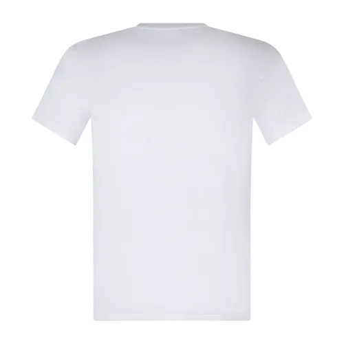 Emporio Armani - T-shirt bianca manica corta con ricamo logo sul petto per uomo