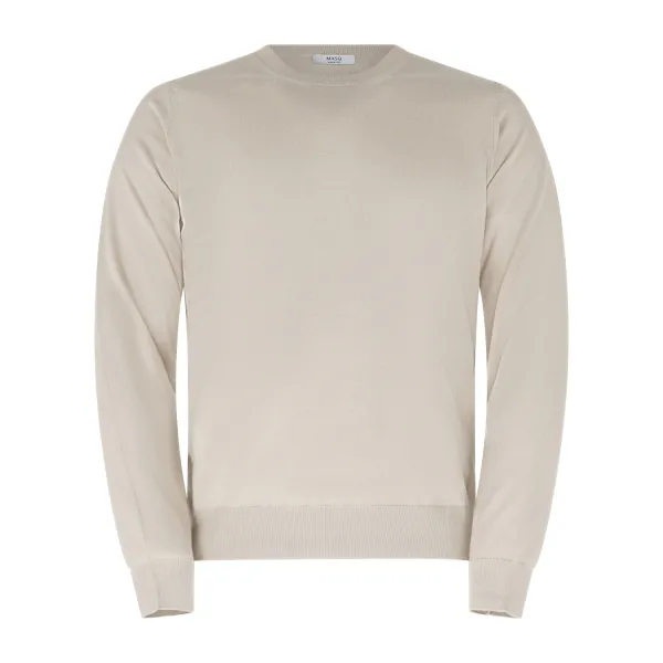 +39 Masq - Maglione girocollo beige manica lunga in cotone per uomo |