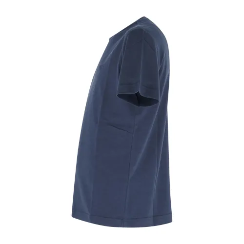 Emporio Armani - T-shirt blu manica corta effetto goffrato per uomo | em000574