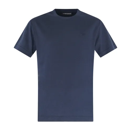 Emporio Armani - T-shirt blu manica corta effetto goffrato per uomo | em000574