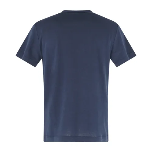 Emporio Armani - T-shirt blu manica corta effetto goffrato per uomo | em000574