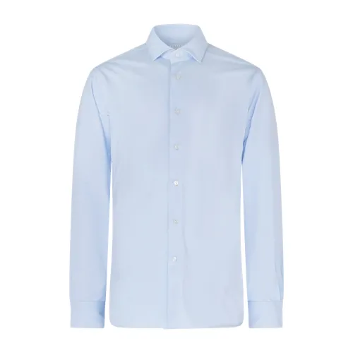 Xacus - Camicia celeste in tessuto tecnico evolution fit per uomo | act358ml