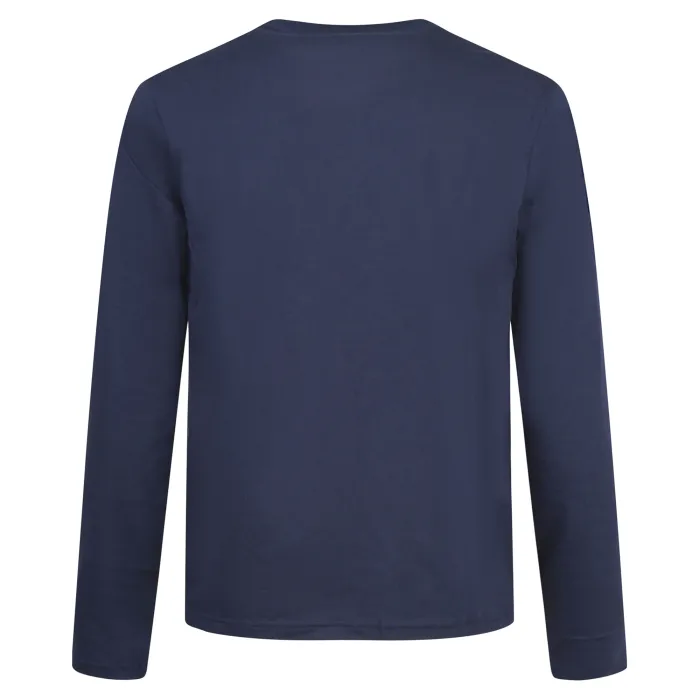 Polo Ralph Lauren - T-shirt manica lunga blu con logo ricamato sul petto per