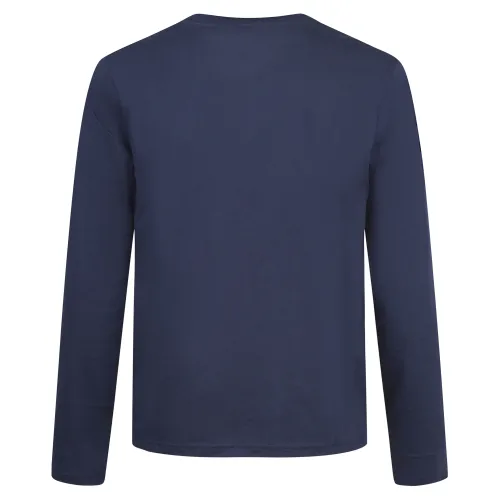 Polo Ralph Lauren - T-shirt manica lunga blu con logo ricamato sul petto per