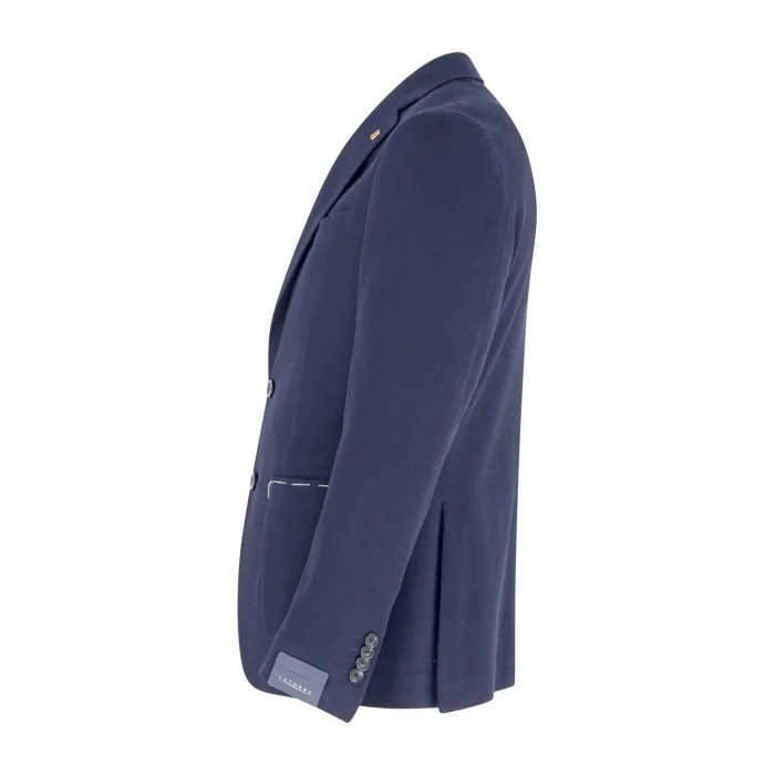 Sartoria Latorre - Giacca blu monopetto in jersey di cotone DR4 per uomo | jf44