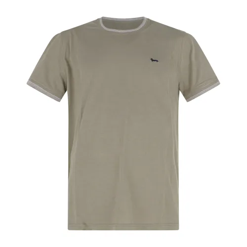 Harmont & Blaine - T-shirt verde manica corta con patch logo sul petto per uomo
