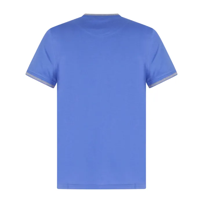 Harmont & Blaine - T-shirt azzurra manica corta con patch logo sul petto per