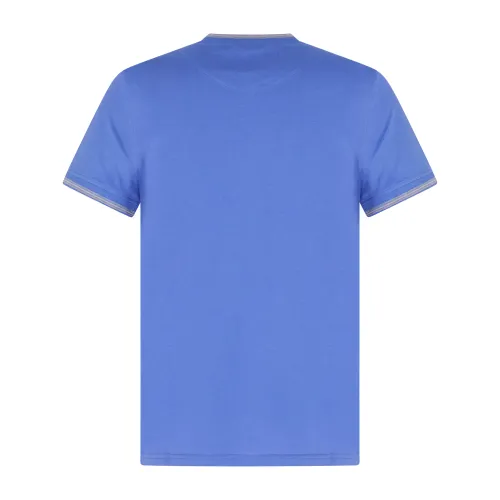 Harmont & Blaine - T-shirt azzurra manica corta con patch logo sul petto per