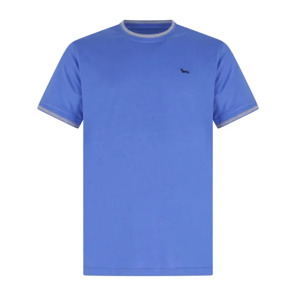 Harmont & Blaine - T-shirt azzurra manica corta con patch logo sul petto per
