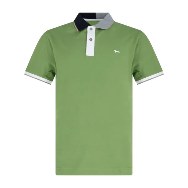 Harmont & Blaine - Polo verde con orli a contrasto in 3D e patch logo per uomo