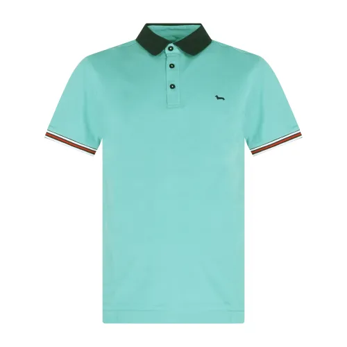 Harmont & Blaine - Polo verde con orli a contrasto e ricamo logo per uomo |