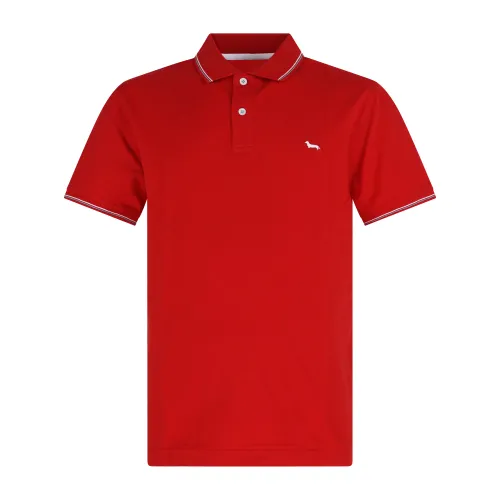 Harmont & Blaine - Polo rossa con righini a contrasto manica corta con patch