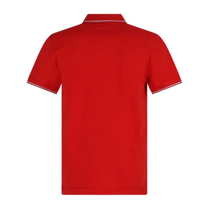 Harmont & Blaine - Polo rossa con righini a contrasto manica corta con patch