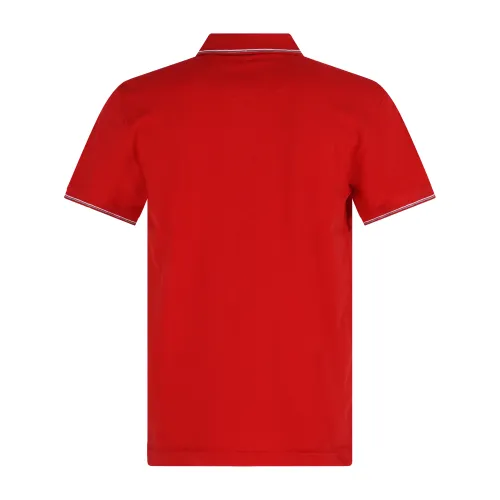 Harmont & Blaine - Polo rossa con righini a contrasto manica corta con patch