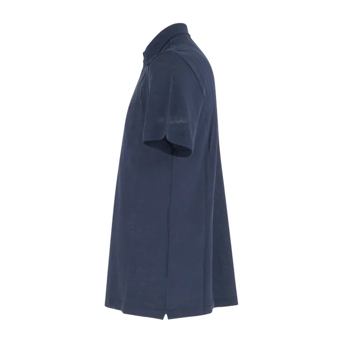 Harmont & Blaine - Polo blu in jersey crepe di cotone manica corta con patch