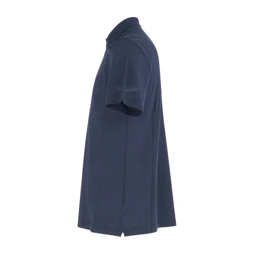 Harmont & Blaine - Polo blu in jersey crepe di cotone manica corta con patch
