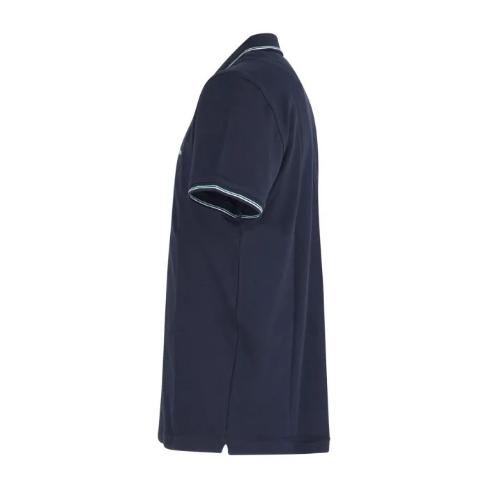 Harmont & Blaine - Polo blu con righini a contrasto manica corta con patch logo