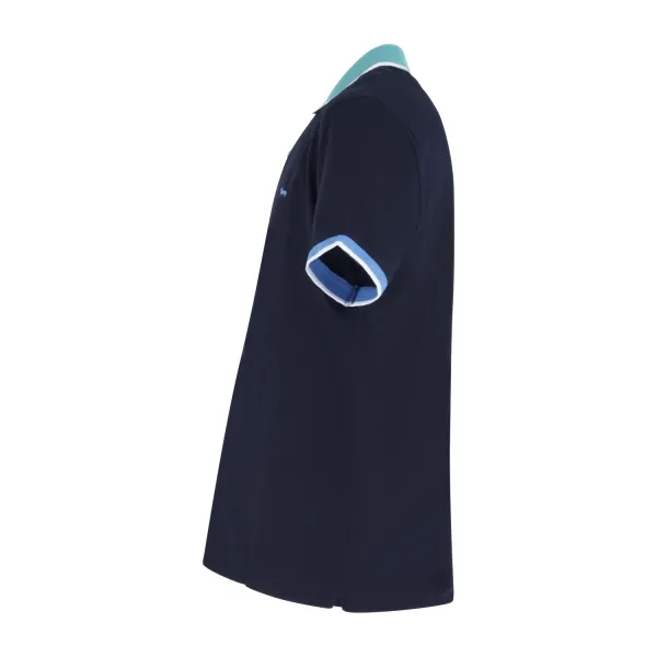 Harmont & Blaine - Polo blu con orli a contrasto in 3D e patch logo per uomo | 2