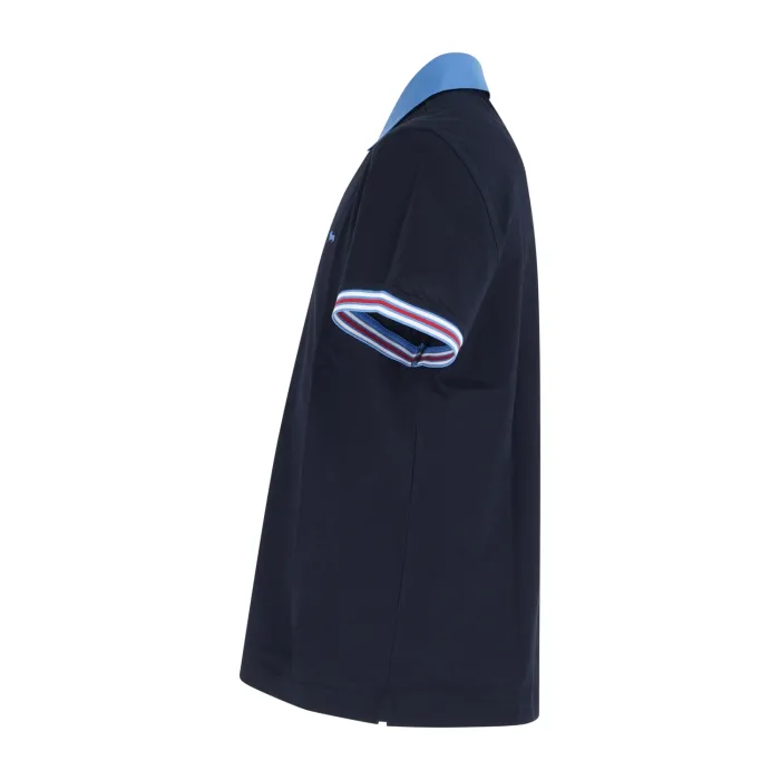 Harmont & Blaine - Polo blu con orli a contrasto e ricamo logo per uomo |