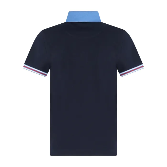 Harmont & Blaine - Polo blu con orli a contrasto e ricamo logo per uomo |