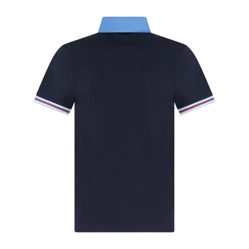 Harmont & Blaine - Polo blu con orli a contrasto e ricamo logo per uomo |