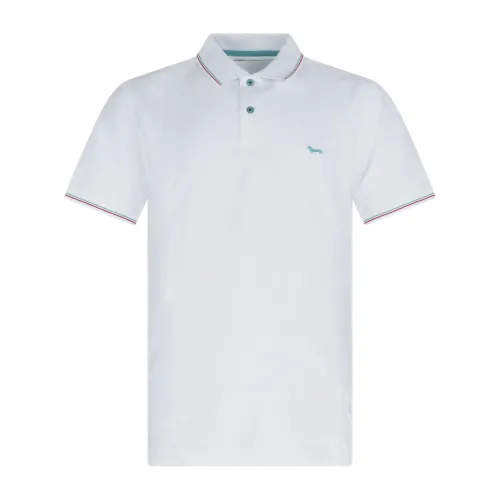 Harmont & Blaine - Polo bianca con righini a contrasto manica corta con patch