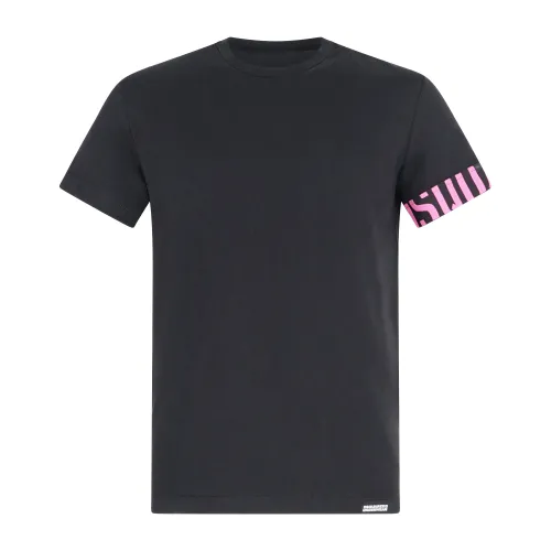 Dsquared2 - T-shirt nera manica corta con banda logo sulla manica per uomo |
