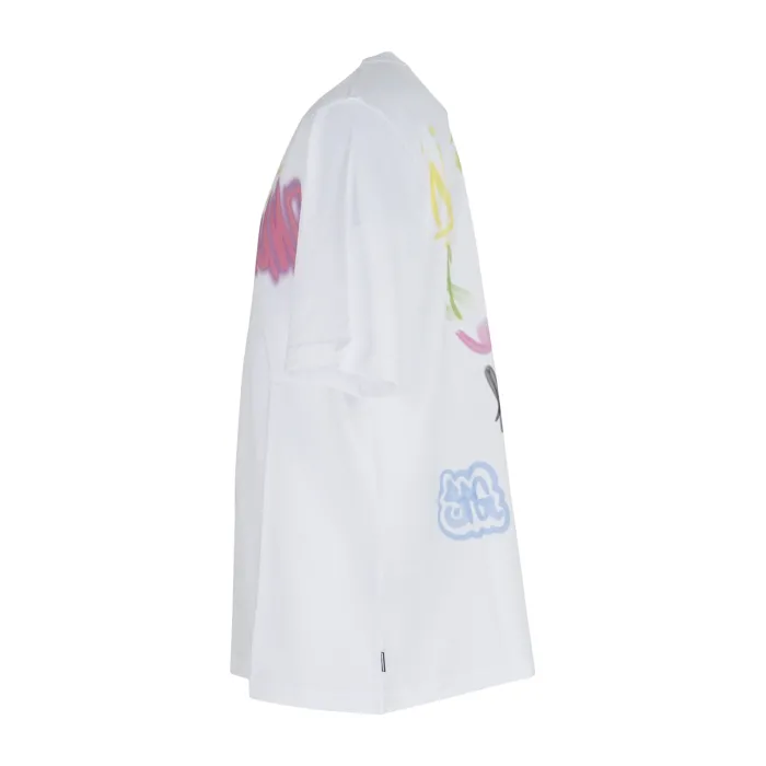Sprayground - T-shirt bianca con stampa logo sul fronte e sul retro per uomo |