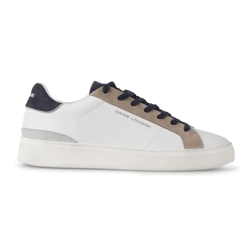 Crime London - Sneakers bianca in pelle bianca e dettagli in suede per uomo |